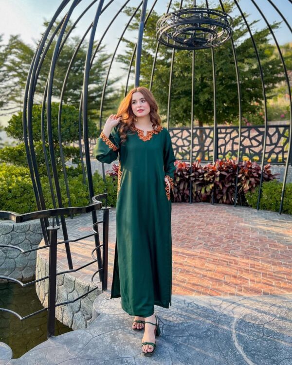 Stylish women's Embroidered linen shirt and Trouser set -2 pcs