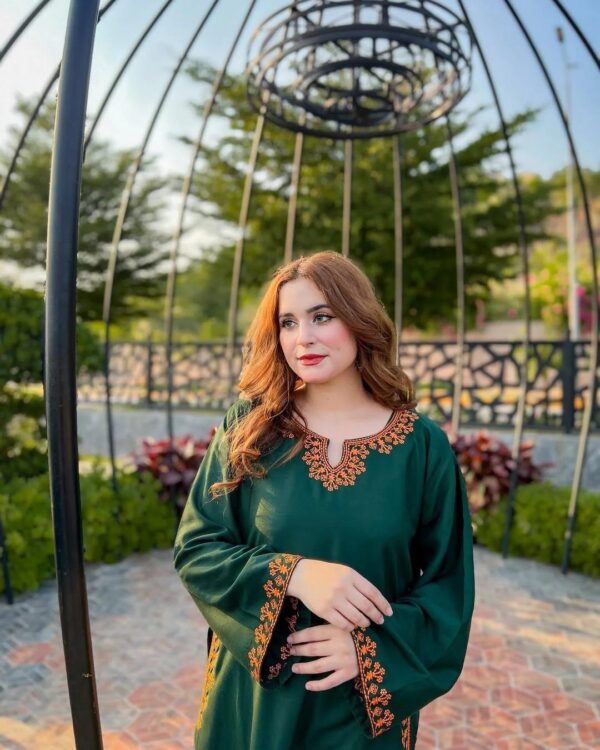 Stylish women's Embroidered linen shirt and Trouser set -2 pcs - Image 3