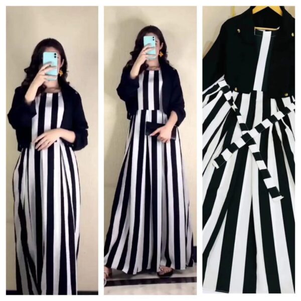 Stunning printed linen Maxi suit and jacket set -2 Pcs