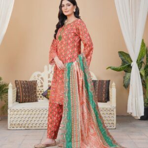 Stylish pink khaddar suit with embroidered pattern -3 pcs