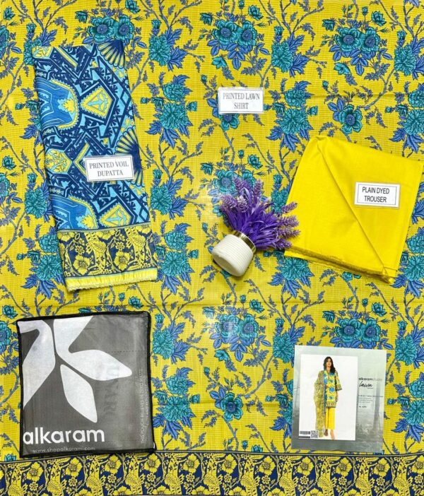 3 pcs unstitched printed suit - Image 3