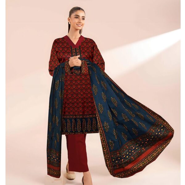 3-Pcs women's unstitched Printed suit