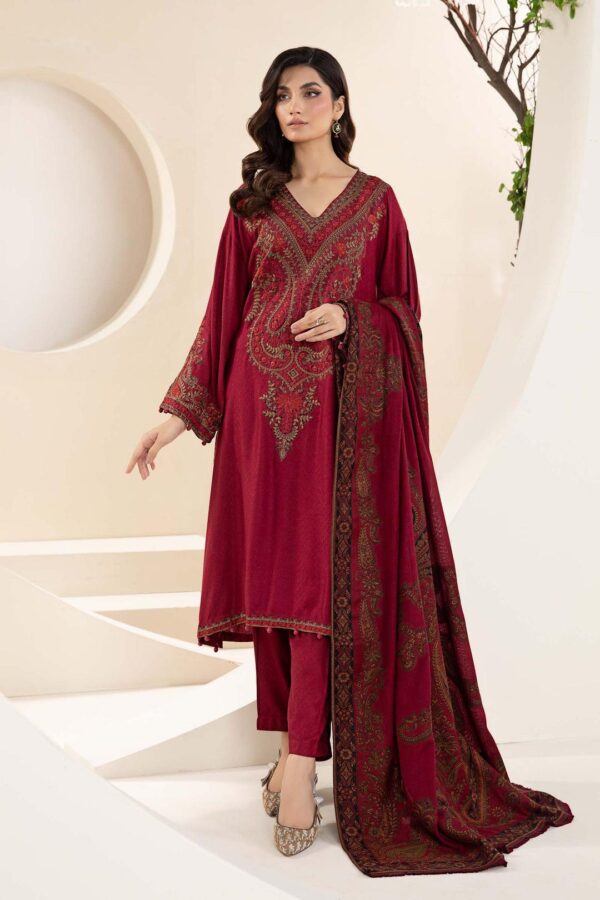 3 pcs women's unstitched embroidered suit