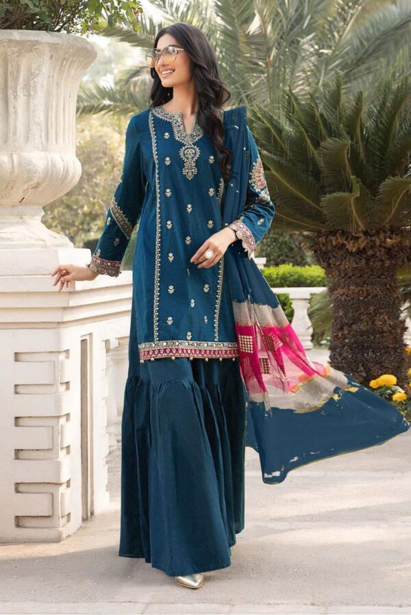 3-pcs women's unstitched embroidered suit - Image 2
