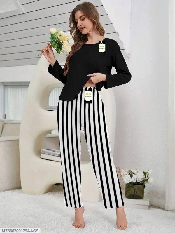 2 PCs women stitched plain night suit
