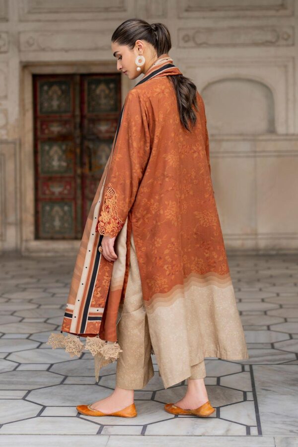 Stylish orange karandi suit set with digital print -3 PCs ensemble - Image 2