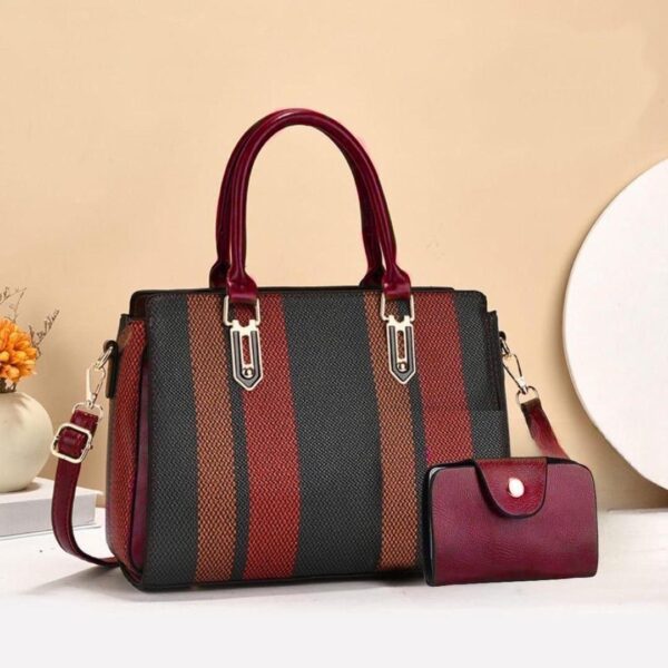 Women's stitched rexine printed hand bag set