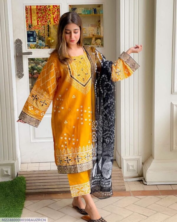 3 Pcs women's stitched cotton silk suit