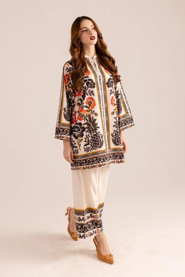Elegant Printed Silk shirt and Trouser Set-2 pcs - Image 3