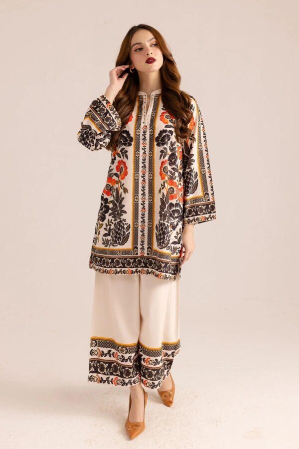 Elegant Printed Silk shirt and Trouser Set-2 pcs