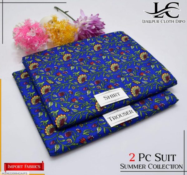 2 PCs women unstitched Printed suit - Image 2